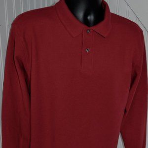 LL Bean Long Sleeve Polo Shirt Medium Tall